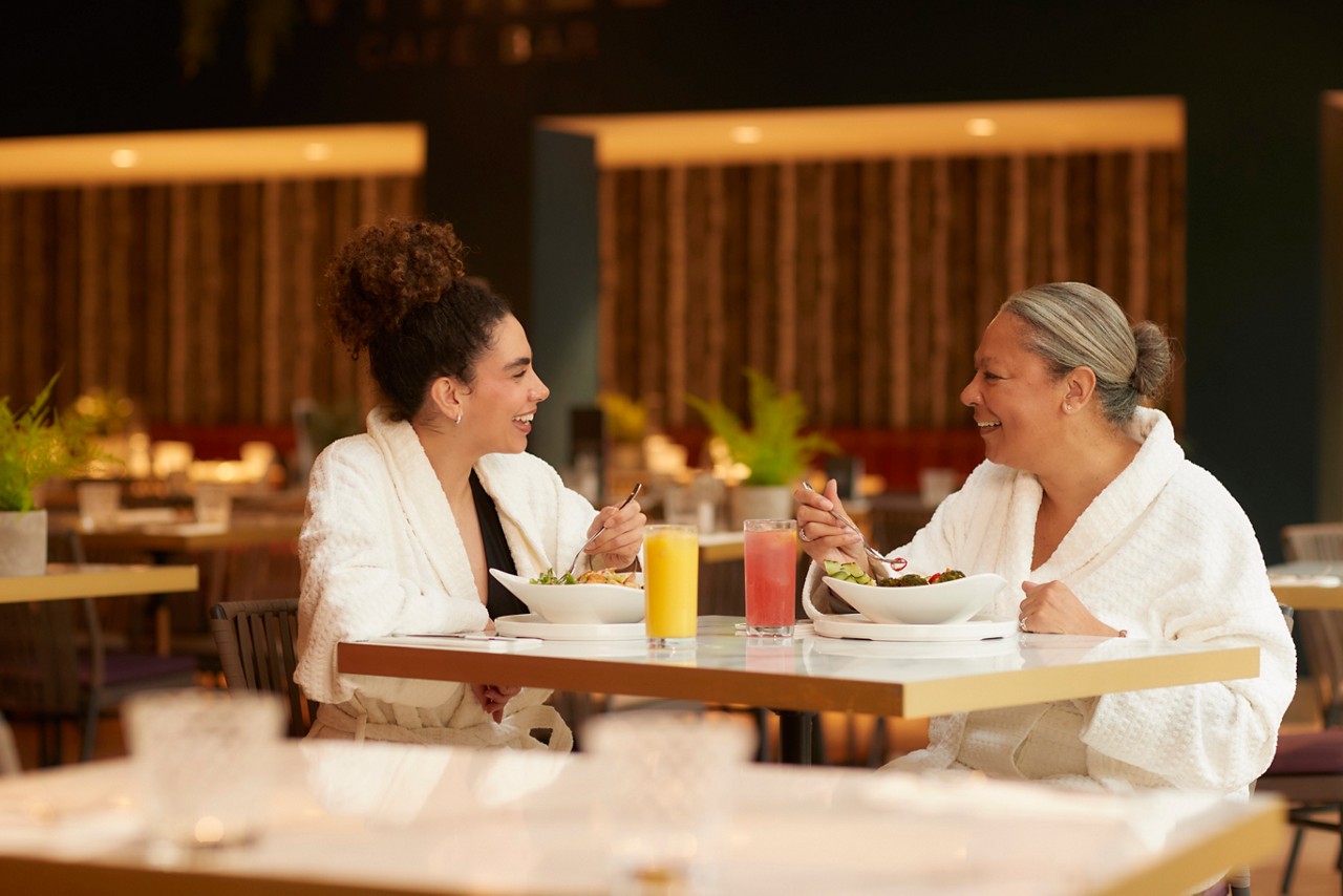 mother and daughter eating lunch in vitale